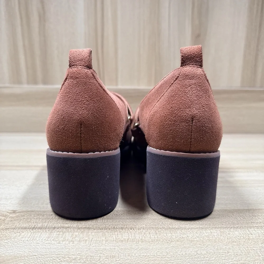 Vionic Alma‎ Mary Jane Shoes Suede Tan Brown Size 7 Wedge Arch Support Comfort